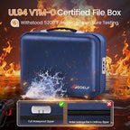 Fireproof Document Box with Lock, 5200°F Fireproof Water Resistant Hard Case File Organizer Safe Box for Important Documents,