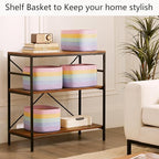 Rainbow Rope Basket for Storage 4 Pack Baskets for Shelves Woven Toy Storage Bins for Nursery Kids in Classroom 12.7"Lx9"Wx7.