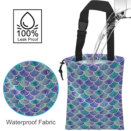 Car Trash Bag Hanging Mermaid Rainbow Scales Car Trash Can Waterproof Garbage Bag Hanging for Car Back Seat