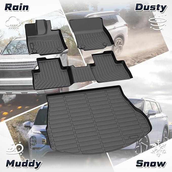 Sunsdrew Floor Mats Cargo Liner for 2022-2026 Lexus NX 250/NX 350/NX 350h/NX 450h+, All Weather Floor Liners & Trunk Cargo Mat NX350 Accessories Car Mats TPE Rubber Raised Edge