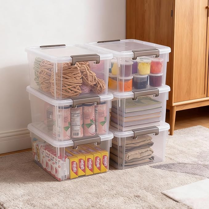 Citylife 17 QT Plastic Storage Bins with Lids Latching Stackable Storage Containers for Organizing Large Clear Storage Box fo