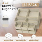 Reli. Drawer Organizer Clothes (14 Pack) | Dresser Drawer Organizers & Nursery Organization | Foldable Fabric Dresser Storage