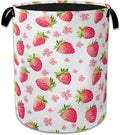 Straberry Flower Laundry Basket Collapsible Laundry Hamper Clothes Toy Storage Bin for Bathroom Bedroom Room Decor 16" X 20.8