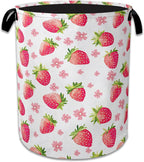 Straberry Flower Laundry Basket Collapsible Laundry Hamper Clothes Toy Storage Bin for Bathroom Bedroom Room Decor 16" X 20.8