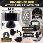 Black Bling Car Accessories Set - 27 Pieces Car Interior Kit with Rhinestone Steering Wheel Cover, Diamond License Plate Frame, Phone Holder, Coaster & Hook, Great Gift for Drivers