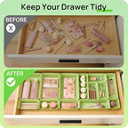 Vtopmart 25 PCS Plastic Drawer Organizers Set, 4-Size Versatile Bathroom and Vanity Drawer Organizer Trays, Storage Bins for 