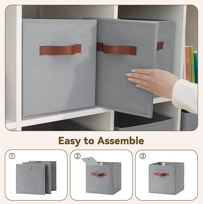 GRANNY SAYS 11 Inch Cube Storage Bins, 6 Pack Foldable Cube Storage Organizer, Fabric Storage Bins with PU Handle, Clothing S