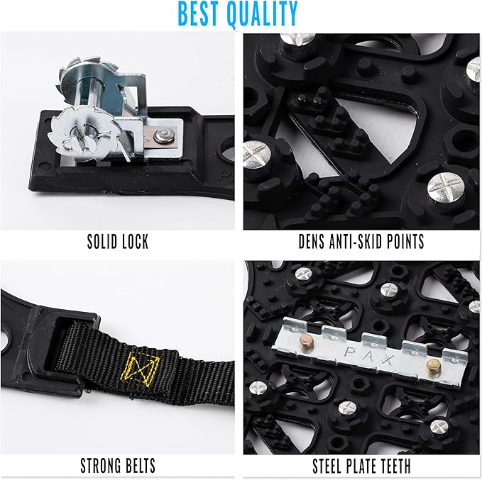 VaygWay Car Snow Tire Anti-Slip Chains - All Season Black Upgraded - Emergency Vehicle Tire Chains for Cars, SUVs, & Trucks (
