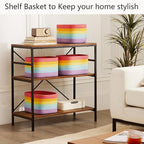 Rainbow Rope Basket for Storage 4 Pack Baskets for Shelves Woven Toy Storage Bins for Nursery Kids in Classroom 12.7"Lx9"Wx7.
