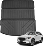 Auxko All Weather Cargo Mat with Back Seat Mat Fit for Mazda CX90 2026 2025 2024 TPE Trunk Mat Accessories All Season Odorless Anti-Slip Black