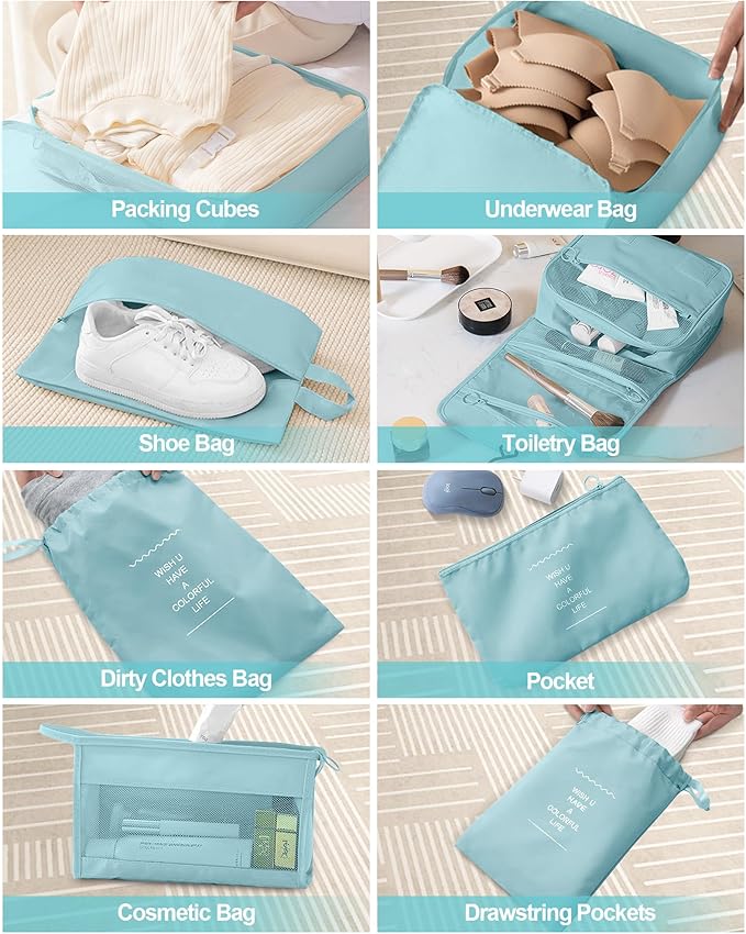 Packing Cubes 10 PCS, Mesh Breathable Luggage Organizers Bags, Packing Organizers, Durable Travel Essentials Bags Set, Travel
