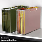 DINGHUO Acrylic File Organizer Box Letter Size Hanging File Organizer, Clear Portable File Folder Box with Handle, Filing Cra