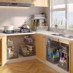 1-Pack Under Sink Storage Organizer with 2-Tier Slide Out Drawer, Sophisticated Mesh Pull Out Shelf for Kitchen & Bathroom, F