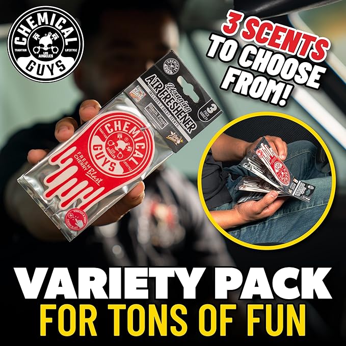 Chemical Guys Car Fresheners, Hanging Air Fresheners, Variety Scent Pack 12 Pack - for Cars, Home, Garage, Workspace, Dorm Ro