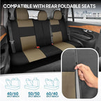 BDK PolyPro Seat Covers Full Set in Beige on Black – Front and Rear Split Bench Seat Covers for Cars, Easy to Install , Car A