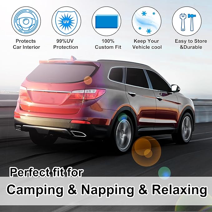 TINGLU Window Shades for Hyundai Santa Fe 2013-2018 Accessories Car Side Full Windows Rear Triangular Windshield Sun Shade Sun UV Rays & Privacy Protection for Camping,Napping,and Relaxing 8PCS