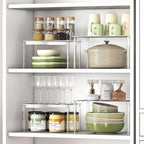 4 Pack Lazy Susan Organizer, Clear Lazy Susan Turntable, Set of 4 Acrylic Cabinet Organizer Shelf, Stackable Cabinet Riser fo