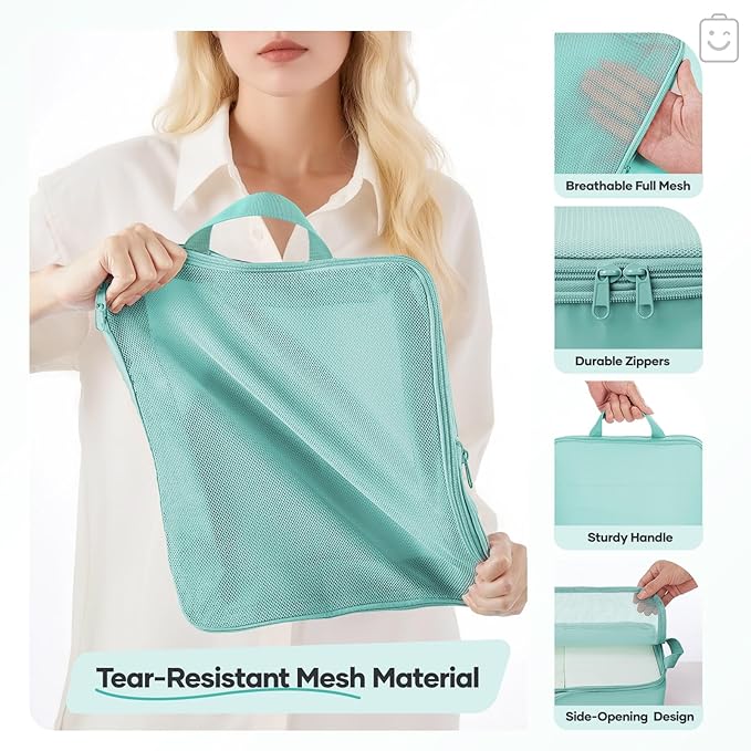 Veken 9/11 Set Compression Packing Cubes for Travel Essentials,Compressible Expandable Large Luggage Suitcase Organizer Bags 
