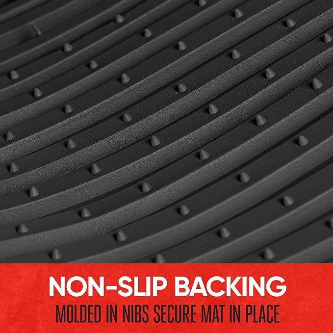Motor Trend FlexTough™ Baseline Rubber Car Floor Mats with Trunk Mat Cargo Liner, Front & Rear Combo Set fits Most Car SUV Van Coupe Sedan, Heavy Duty All Weather Trim to Fit