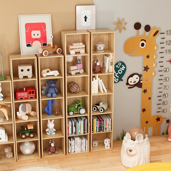 6 Cube Storage Organizer,Wooden 6-Tier Open Shelf Bookshelf,Versatile Storage Cubes for Living Room，Bedroom,Home Office,(Oak,
