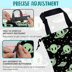 Car Trash Bag Abstract Green Aliens and UFO Leak-Proof Car Garbage Bag with Drawstring Foldable Canvas Trash Bin with Adjustable Buckle for Car Accessories