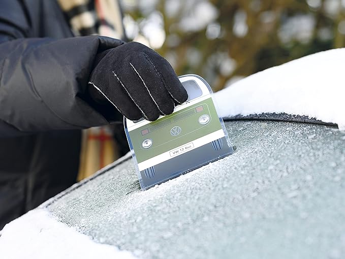 BRISA VW Collection - Volkswagen Polycarbonate Ice Scraper Windshield Scraper Snow Remover Winter Car Accessory in T2 Bus Design (Front/Green)