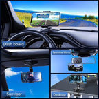 360 Degree Rotation Dashboard Cell Phone Holder for Car Clip Mount Stand Suitable for 4 to 7 inch Smartphones (Black)