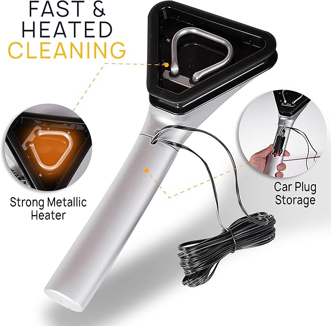 VaygWay Electric Heated Car Window Snow Ice Scraper with Light (8 Pk Electric Snow Ice Scraper)