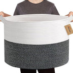 MEGASKET Large Throw Blanket Basket, 22" X 22" X 14" XXXL Blanket Holder for Living Room, Big Wicker Baskets for Storage, Wov