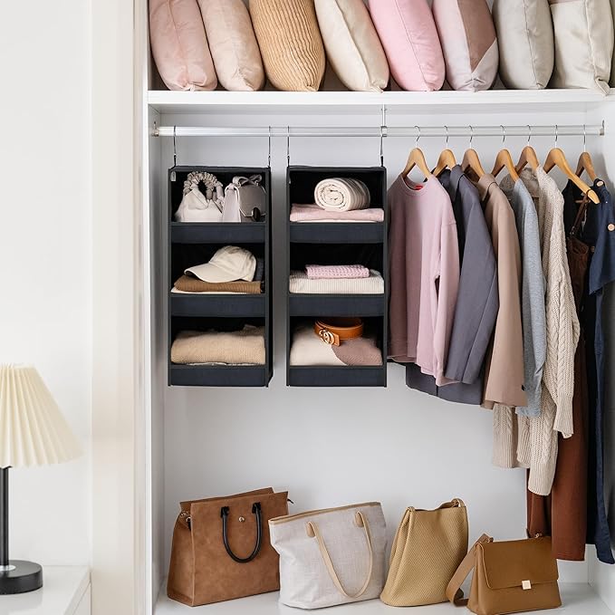 GRANNY SAYS Hanging Closet Shelf, 3-Shelf Foldable Hanging Organizers and Storage, Hanging Organizer for Camper Organization,