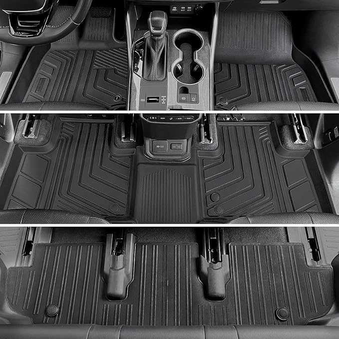 Floor Mats for Toyota Highlander 2020-2026, All Weather Floor Mats Trunk Cargo Liner with Backrest Protectors Accessories, Full Coverage Set (Fit 7 Sests)