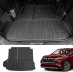 Bomely Cargo Mat Compatible with 2020-2026 Toyota Highlander Trunk Mat Cargo Liner TPE Back Seat Cover Protector 2025 7 Seats Highlander Accessories (2020-2026, Trunk Mat with Backrest Mat)