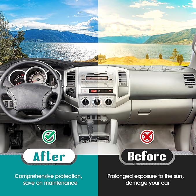 FIILINES Dash Cover for 2005-2015 Toyota Tacoma Pickup, Dashboard Mat Accessories Dash Cover Sunshade Nonslip Mesh Protector 