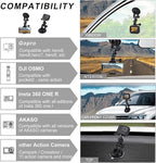 PULUZ Suction Cup Mount for Gopro Car Mount, Adjustable Vehicle Window & Windshield Mount Holder, Compatible with GoPro Hero 12 11 10 9 8 7/Insta360 X3 x2/DJI OSMO Action Camera Mount