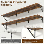 55" Long Wall Mounted Floating Shelves,8 inch Deep Floating Shelf with Metal Brackets Set of 2,Easy-to-Install Wall Decor Sto