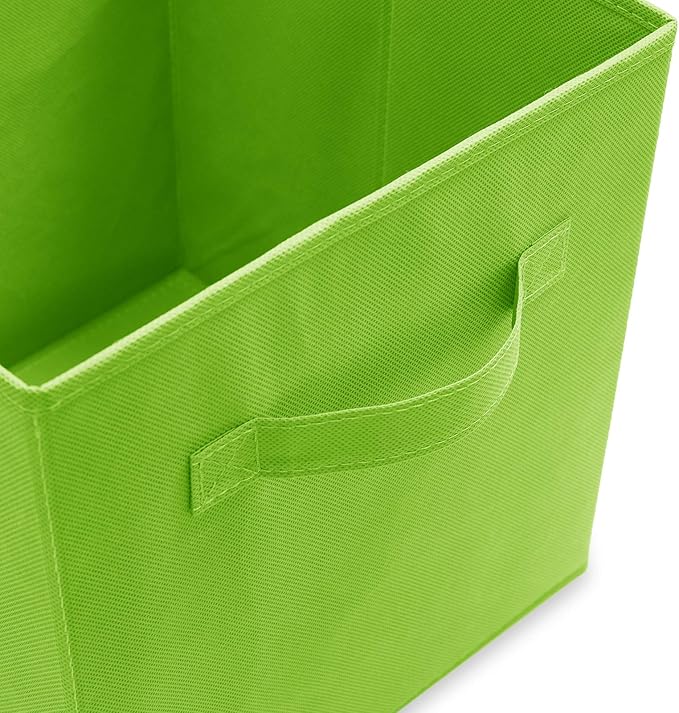Casafield Set of 6 Collapsible Fabric Cube Storage Bins, Lime Green - 11" Foldable Cloth Baskets for Shelves, Cubby Organizer