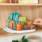 YouCopia MagicTrack Rectangle Lazy Susan Turntable with 4 Clear Storage Bins: Rotating Cabinet Organizer for Kitchen or Bathr