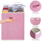 VERONLY Large Collapsible Toy Storage Box with Lid & Handles - Kids Organizer Chest for Toys, Clothes, Blankets (Pink, Nurser