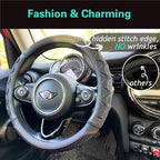 PINCTROT Large Size Steering Wheel Cover Great Grip with 3D Honeycomb Anti-Slip Design, 15.5-15.75 Inch (Black/Red Stitch)