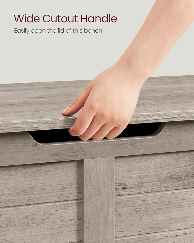 VASAGLE Storage Chest, Storage Bench with 2 Safety Hinges, Farmhouse Style, 15.7 x 39.4 x 18.1 Inches, for Entryway, Bedroom,
