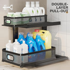 2 Pack Under Sink Organizer With Next-Gen Ball-Bearing Slides,2-Tier Precision Mesh Pull Out Cabinet Shelf Storage for Bathro