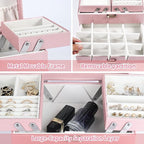 Dajasan Jewelry Boxes for Women Girls, Jewelry Storage Organizer, 4 Layers Large Jewelry Organizer Box with 2 Drawers for Fri