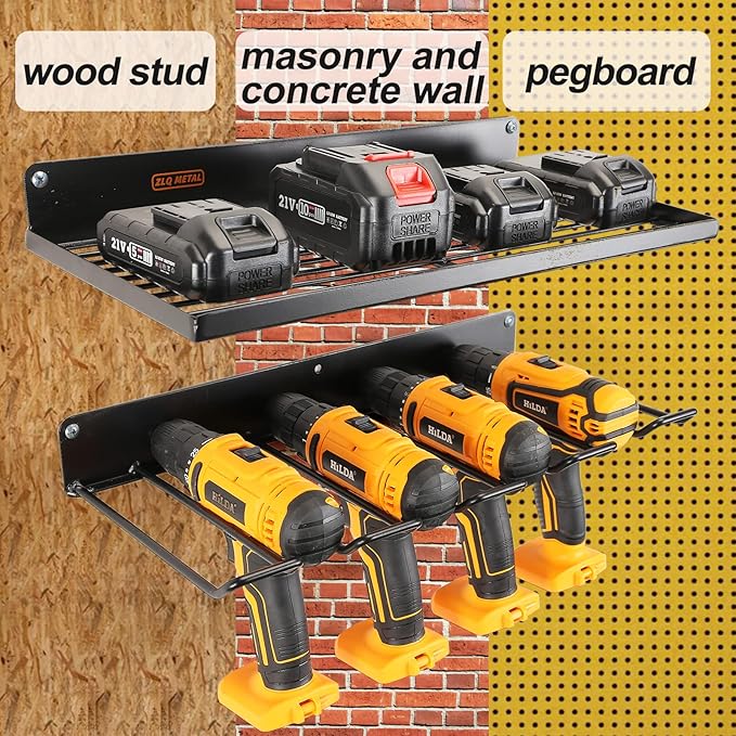 UU-Major Power Tool Organizer with Charging Station,Drill Holder Wall Mount,Garage Storage Shelves for Organization and Stora