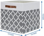 Temary Cube Storage Bins 13x13 - 4 Pack Cube Storage Bins for Shelf with Handles (Grey Lattice)