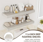 30 Inch Floating Shelves, 12" Deep Floating Shelf Wall Mounted, 30" Wall Shelves, Rustic Deep Bookshelf, Extra Deeper & Thick
