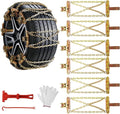 Qoosea Tire Chains Snow Chains for Car & SUV Cross - Link Heavy - Duty 6Pcs Universal Anti-Slip Chains for Tires Durable Snow