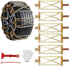 Qoosea Tire Chains Snow Chains for Car & SUV Cross - Link Heavy - Duty 6Pcs Universal Anti-Slip Chains for Tires Durable Snow