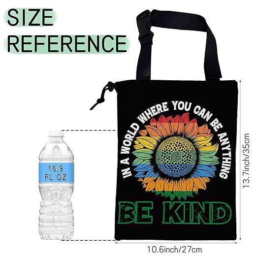 Peace Car Trash Bag,Be Kind Hanging Drawstring Car Garbage Bag,Waterproof Canvas Car Back Seat Organizer with Adjustable Buckle,for Vehicles,SUVs,Camping,Road Trips