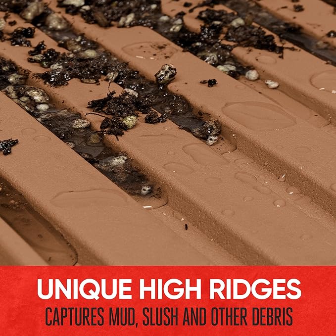 Motor Trend FlexTough™ Advanced Beige Rubber Car Floor Mats – Heavy Duty Trim to Fit All Weather Floor Mats for Cars Truck SUV - Automotive Car Interior Floor Liner Protection - Universal Fit