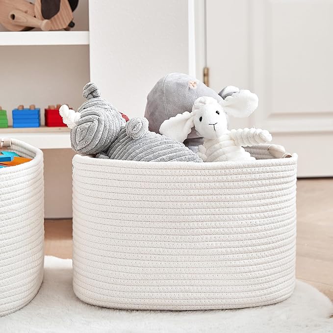 R RUNKA 3 Pack Storage Basket for Cabinet and Toy Organization - 13"x9.8"x8.7" Baskets for Storage - Baby Toy Bin - Toy Stora
